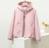 Jaqueta Feminina para Exterior, Jaqueta Corta-vento Curta para Primavera e Outono, Casaco Casual Solto com Capuz Versátil de Manga Longa para Primavera