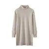 Nuevo Vestido de Punto de Lana con Cuello Medio Alto de Lana Pura Otoño/Invierno 2026 Vestido de Lana Base Holgado de Longitud Media para Mujer