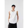 Colete Branco Texturizado Masculino Verão 2025 Novo Estilo Simples Tendência Corte de Ombro Aberto Solto Casual Sem Mangas Camiseta