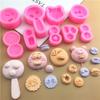 Molde de Silicona con Forma de Galletas Sonrientes de Donut de Dibujos Animados Pliegue Azúcar DIY Hornear Mesa de Postres Molde Decorativo para Macarons