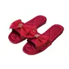 Par de pantufas de casamento um par de bolsa vermelha de noiva atacado verão vermelho festivo cetim de seda laço Novo