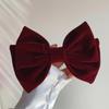 Vintage Red Velvet Bow Hairpin Mulheres High-end elegante All-match Clip Outono e Inverno Back Head Hairpin Headwear