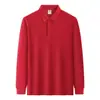 Camisa Polo de Manga Larga para Hombre con Solapa Pequeña de Lujo Ligero 2026 Nuevo Estilo de Otoño Camisa Polo Casual de Color Liso de Moda