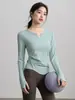 Top fitness feminino de manga longa para o verão, com sensação de segunda pele, secagem rápida, modelador, respirável, para yoga, adequado para corrida e treino, camiseta esportiva justa