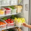 Caja de Almacenamiento con Ruedas para Frutas y Verduras Refrigerador Crisper Gabinete de Cocina para el Hogar Caja de Almacenamiento de Plástico Caja Organizadora para Artículos Varios Refrigeración