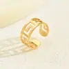 Anillo Europeo y Americano de Doble Letra F Transfronterizo Geométrico Hueco Colgante Esmalte Anillo Abierto para Dedo Moda de Gama Alta Nicho Anillo para Dedo de Comida