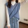 Chaleco sin mangas con cuello en V para otoño e invierno de 2023, suéter para mujer, abrigo, chaleco, top de una pieza, entrega de comercio exterior
