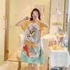 Camisón para Mujer Verano 2025 Nuevo Camisón de Largo Medio Ropa para el Hogar Pijama de Estudiante de Dibujos Animados Estilo Coreano para Vestir