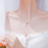 Collar de hoja de olivo en plata de ley S925 con cadena de clavícula en forma de Y con sonido fresco y vibrante. Colgante de cadena integrado.