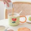 Bonita taza de cerámica con diseño de tapa, taza de nicho para mujer, taza de agua para pareja, taza de café creativa para oficina