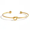 Diseño Silencioso y Elegante, Estilo Clásico Acero Inoxidable Oro 18K Diámetro del Alambre Cuerda Nudada Corazón Pulsera Abierta Joyería de Moda