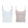 Camisola de Rayas Finas Estilo Americano Unbdns con Cobertura Lateral en el Pecho, Estilo Chica Picante, Cuello en U, Bloques de Color, Capas, Falso Dos Piezas, Top de Verano para Mujer
