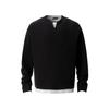 Camiseta de Manga Larga Suelta Apilada Falsa de Dos Piezas con Cuello en V Dividido y Textura de Gofre, Estilo Maestro Gu CSMY, para Hombre