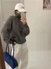 Suéter de punto grueso cálido de diseño nuevo para otoño e invierno estilo coreano con cuello alto y media cremallera, suéter de punto de moda para mujer