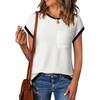 Camisetas de Punto Simples de Manga Corta con Cuello Redondo Estilo Europeo y Americano Transfronterizas para Mujer Tops para Mujer Fábrica de Tejidos Fuente OEM/ODM Personalización