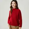 Suéter de cashmere puro, coleção outono/inverno 2026, peça básica feminina de gola alta, estilo suave, suéter grosso em tricô de tranças