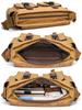 Bolso de Hombro Vintage para Hombre Hecho de Lona Encerada al Aceite con Cuero de Vaca de Primera Capa, Bolso Cruzado, Bolso de Hombro Cruzado, Portátil