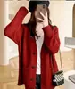 Nuevo Estilo Otoño e Invierno 2026 Cárdigan de Punto Holgado de Longitud Media para Mujer, Chaqueta Suéter de Color Sólido con Cuello en V, Estilo Relajado, Versátil y Moderno