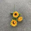 Flores de Seda, Girasoles Artificiales, Tubos de Cuero con Estampado de Girasol de Seda, Arte Floral para Decoración de Bodas y Hogar, Venta Directa, Más Vendidos