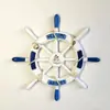 Ornamento decorativo mediterrâneo 34cm com rede leme de madeira artesanato roda de leme timoneiro decoração de parede marinha