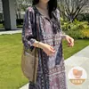 Bata de noche Laiqufeng anti-granos talla extra algodón seda, vestido morado para mujer, vestido largo casual de verano, adelgazante para mujeres de talla grande