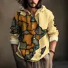 Camisa de Manga Longa Masculina de Verão Nova, Estilo Y2 Europeu e Americano, com Estampa 3D, com Capuz de Abertura Frontal, Venda Direta do Fabricante