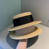 Sombrero de Paja con Lazo de Moda de Nicho Británico Elegante Estilo Hepburn para Eventos Sociales Sombrero de Playa para Primavera y Verano Sombrero de Sol de Paja Versátil