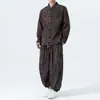 Nuevo Conjunto de Dos Piezas de Pana con Estampado de Tinta Estilo Chino para Hombre Otoño/Invierno 2026 con Camisa de Botones y Pantalones