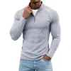 Suministro Transfronterizo de Amazon Camiseta de Manga Larga Ajustada de Seda de Leche para Hombre con Media Cremallera y Cuello Alto Pequeño Multicolor