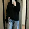 Top blanco básico de manga larga para mujer, casual oversized, estilo American commuting ins, atuendo de corte relajado, camiseta de algodón puro