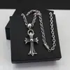 Joyería de Moda Anillo de Cobre Blanco Collar con Colgante de Cruz Accesorios Retro de Plata Tailandesa Cadena para Suéter de Otoño e Invierno de Gama Alta Transfronterizo