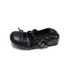 Zapatos de Mujer First Encounter Season Mary Jane Negros con Correa Cruzada de Hebilla y Moño, Bailarinas de Suela Suave
