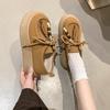 Sapatos Mocassins Casuais Femininos Estilo Coreano Couro Macio Fosco com Franjas e Contas Cadarço Plano Estilo Birkenstock Versátil