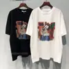 Camiseta de Algodão com Estampa de Desenho Estilo Coreano Manga Curta para Mulheres Verão Tamanho Grande Nova Solta Estilo Bf Preguiçoso Versátil Top Tendência