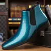 Zapatos de Talla Grande para Hombre Transfronterizos Botines Chelsea sin Cordones Botas de Cuero para Hombre Primavera, Otoño e Invierno Punta Fina Estilo Británico Botas Altas Estilo Martin para Hombre