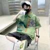 Roupas de Verão para Meninos Camiseta de Manga Curta Camisa Polo Fina Novo Estilo 2025 Top de Verão para Crianças Médias e Grandes Absorvente de Suor e Secagem Rápida