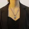 Collar de Acero Inoxidable con Corazón para Mujer, Moderno, Estilo Frío Ins, Sentido de Diseño de Nicho, Cadena Gruesa, Cadena para Clavícula, Cadena de Cuello Hip Hop