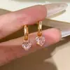 Pendientes Individuales de Corazón Estilo Europeo para Mujer Moda Retro Exquisitos Brillantes Ligeros de Lujo Aros para Oreja Aretes Pendientes Joyería para Oreja de Diamante Rosa
