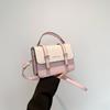 Bolso de mano de color contrastante, primavera 2024, nuevo, combinable con todo, bandolera de hombro, elegante, pequeño, cuadrado, estilo coreano, bolso de mujer a la moda.