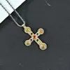 Collar de hip-hop transfronterizo, joyería para hombres, estilo callejero, personalidad cruzada, disco, aleación, colgante, cadena de suéter, venta al por mayor