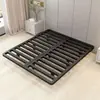 Base de cama flotante, acero, diseño simple, dormitorio principal, sin cabecero, base de cama de hierro forjado, cama doble, apartamento para adultos, casa de alquiler, cama con estructura de hierro