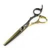 Tijeras de Peluquería Gmb-21 Naipson Negro Dorado de 6.0 pulgadas, Tijeras para Cortar el Cabello, Tijeras Rectas, Tijeras para Flequillos, Tijeras Entresacadoras