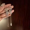 Aretes Largos de Metal con Borlas y Diamantes Incrustados de Explosiones Europeas y Americanas para Mujer, Aretes de Sentido Avanzado Nicho Temperamento Transfronterizos al Por Mayor