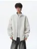 Chaqueta Deportiva Estilo Americano con Costuras de Contraste Abrigo para Hombre Otoño Nuevo Diseño Holgado Sentido de la Moda Casual Tendencia Sudadera con Cuello Alto