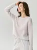 Suéter de Punto Campbell para Mujer ~ 25% Seda de Morera 75% Cachemira, Cuello Redondo, Manga Raglán, Suéter Base
