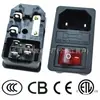 Enchufe de Dos Pines Certificado CE Tipo Snap-On AC-01 de 4 Pines con Interruptor de Luz Monofusible Enchufe de Alimentación Tres en Uno