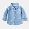 Camisa jeans infantil meninos camisa de manga comprida 2024 novas roupas de primavera e outono crianças grandes camisa coreana solta atacado