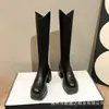 Botas de Tacón Grueso para Mujer 2024 Nuevas Botas Altas de Pierna Gruesa con Cuello en V para Mujer