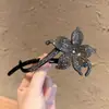 Pinza para el pelo de clip perezoso con lazo de diamantes brillantes de alta gama vintage, accesorio para el pelo de pinza retorcida de moda y sofisticado