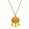 Tienda de Oro Mismo Estilo Antiguo Chapado en Oro Diamantes Incrustados Campana Candado de Longevidad Colgante Collar, Moda Femenina Cadena Versátil para Suéter